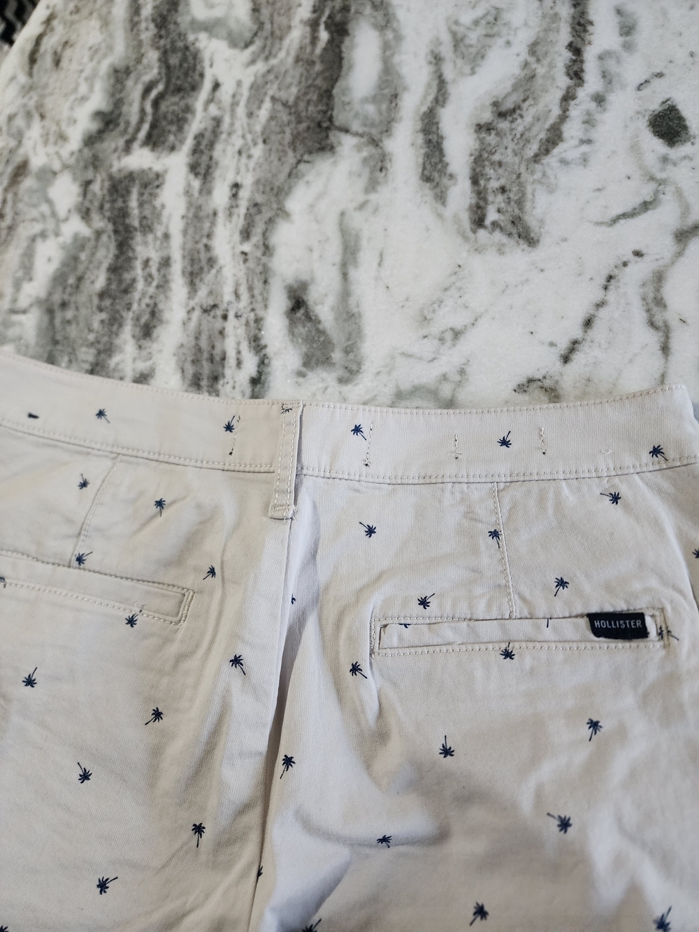 Hollister Beige Shorts with Navy Palm Print - Picture 3 of 3